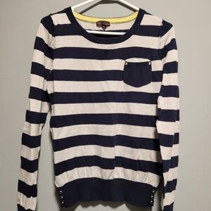 t/o Navy & White Striped Scoop Neck Sweater